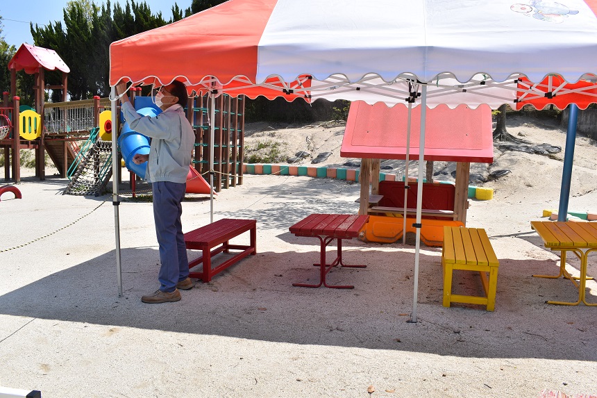 園庭にミストが設置されました☆