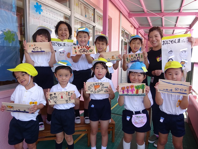 お泊り保育　その７～板はがき作り～★年長　2020.８.1