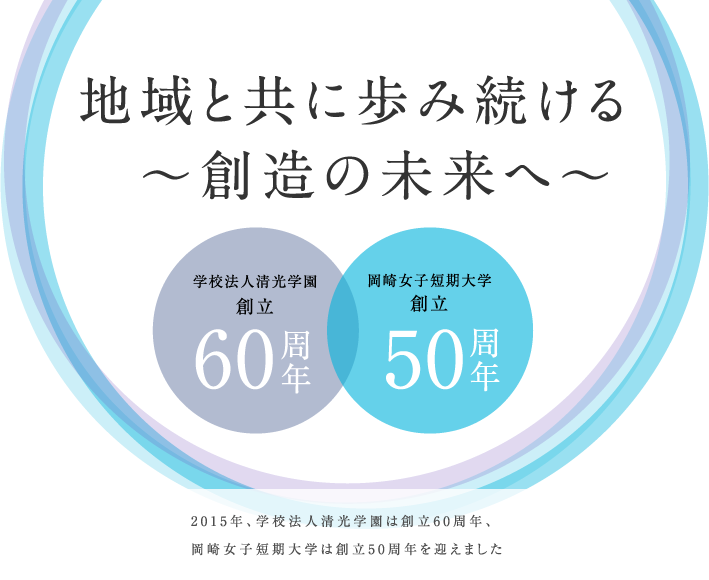 地域と共に歩み続ける〜創造の未来へ〜　学校法人清光学園 創立60周年　岡崎女子短期大学 創立50周年